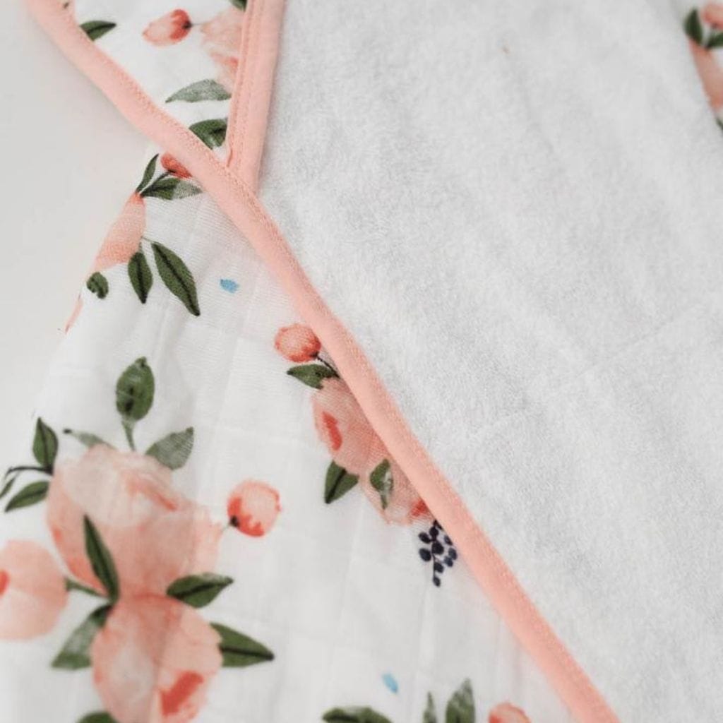 Little Unicorn Big Kid Hooded Towel - Watercolor Roses Little Unicorn Big Kid Hooded Towel - Watercolor Roses 