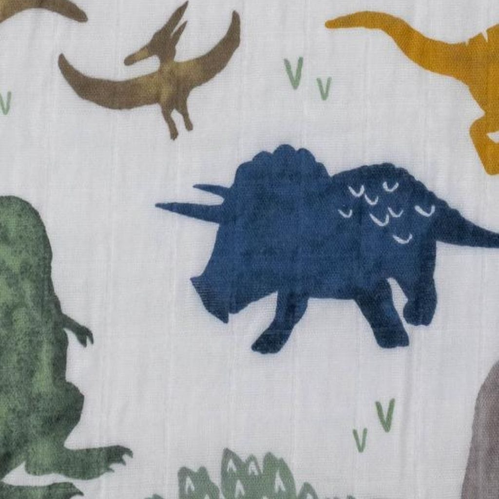 Little Unicorn Cotton Muslin Fitted Cot Sheet - Dino Friends Little Unicorn Cotton Muslin Fitted Cot Sheet - Dino Friends 