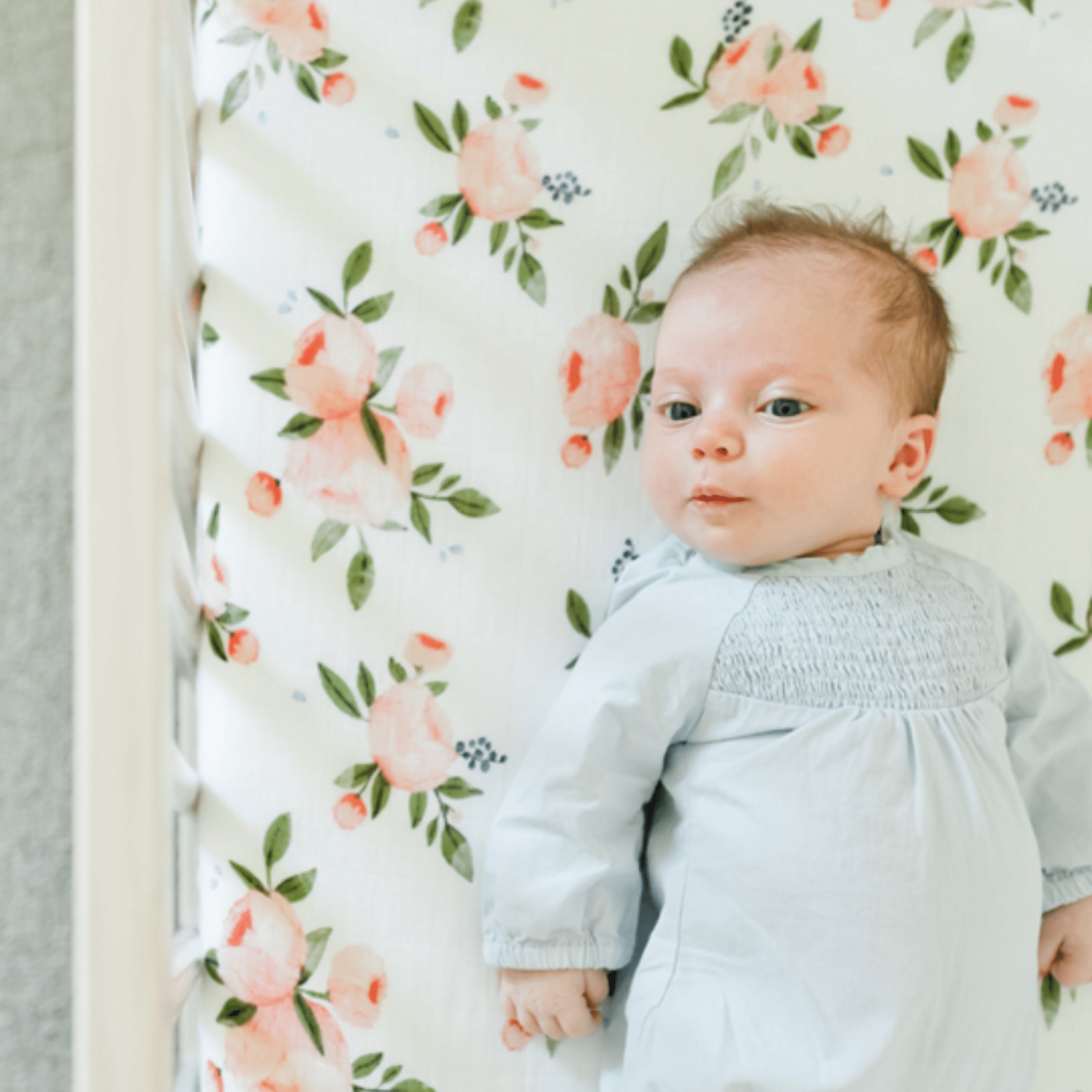 Little Unicorn Cotton Muslin Fitted Cot Sheet - Watercolor Roses Little Unicorn Cotton Muslin Fitted Cot Sheet - Watercolor Roses 