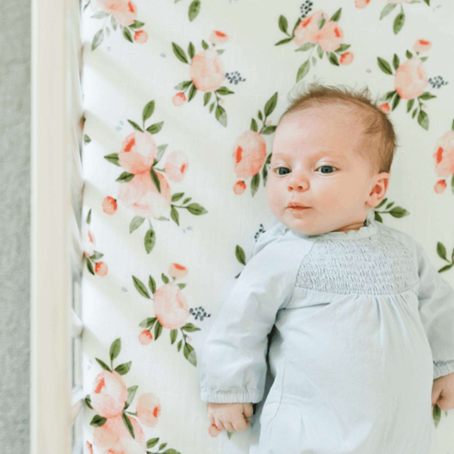 Little Unicorn Cotton Muslin Fitted Cot Sheet - Watercolor Roses Little Unicorn Cotton Muslin Fitted Cot Sheet - Watercolor Roses 