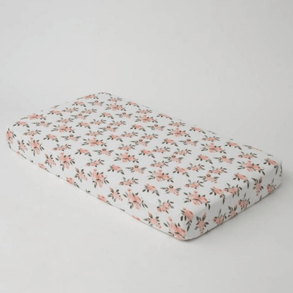 Little Unicorn Cotton Muslin Fitted Cot Sheet - Watercolor Roses Little Unicorn Cotton Muslin Fitted Cot Sheet - Watercolor Roses 