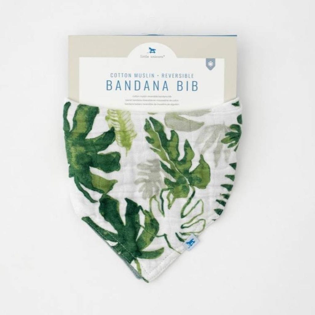 Little Unicorn Cotton Muslin Reversible Bandana Bib - Tropical Leaf Little Unicorn Cotton Muslin Reversible Bandana Bib - Tropical Leaf 
