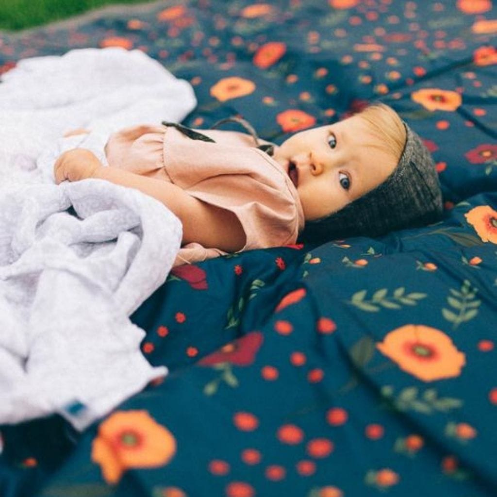 Little Unicorn 5 x 5 Outdoor Blanket - Midnight Poppy Little Unicorn 5 x 5 Outdoor Blanket - Midnight Poppy 