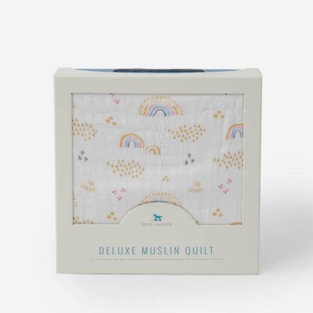 Little Unicorn Deluxe Muslin Quilt - Rainbows & Raindrops Little Unicorn Deluxe Muslin Quilt - Rainbows & Raindrops 