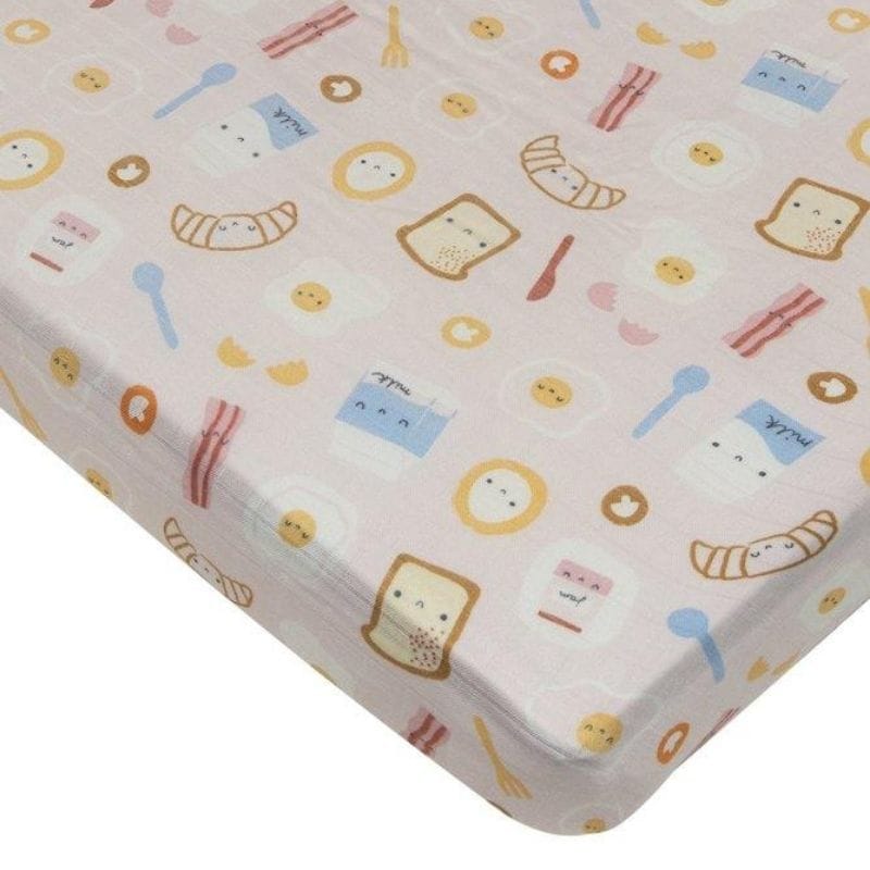 Loulou Lollipop Muslin Fitted Cot Sheet - Breakfast Loulou Lollipop Muslin Fitted Cot Sheet - Breakfast 