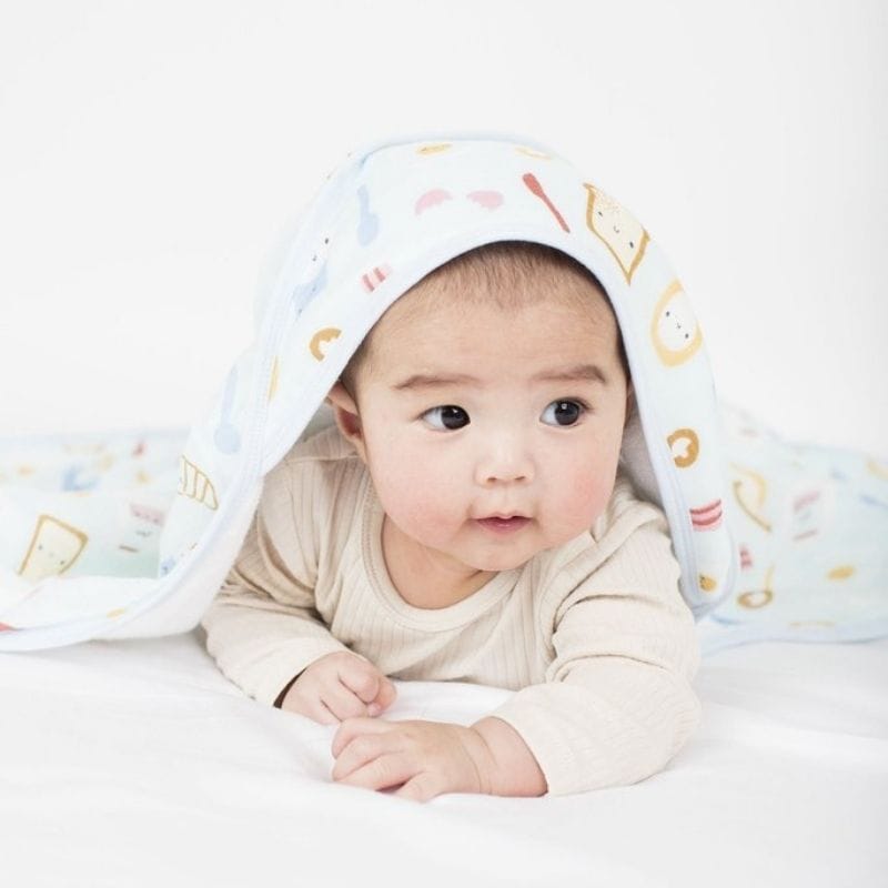 Loulou Lollipop Muslin Hooded Baby Towel Set - Breakfast Blue Loulou Lollipop Muslin Hooded Baby Towel Set - Breakfast Blue 