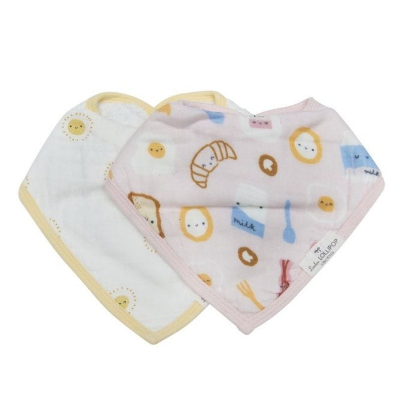Loulou Lollipop Muslin Bandana Drool Bib Set - Breakfast Pink Loulou Lollipop Muslin Bandana Drool Bib Set - Breakfast Pink 