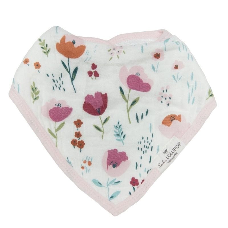 Loulou Lollipop Muslin Bandana Drool Bib Set - Rosey Bloom Loulou Lollipop Muslin Bandana Drool Bib Set - Rosey Bloom 
