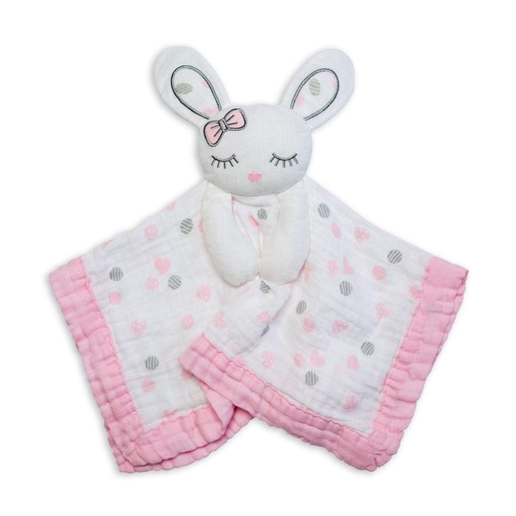 Lulujo Muslin Cotton Animal Lovey Pink Bunny LJ900