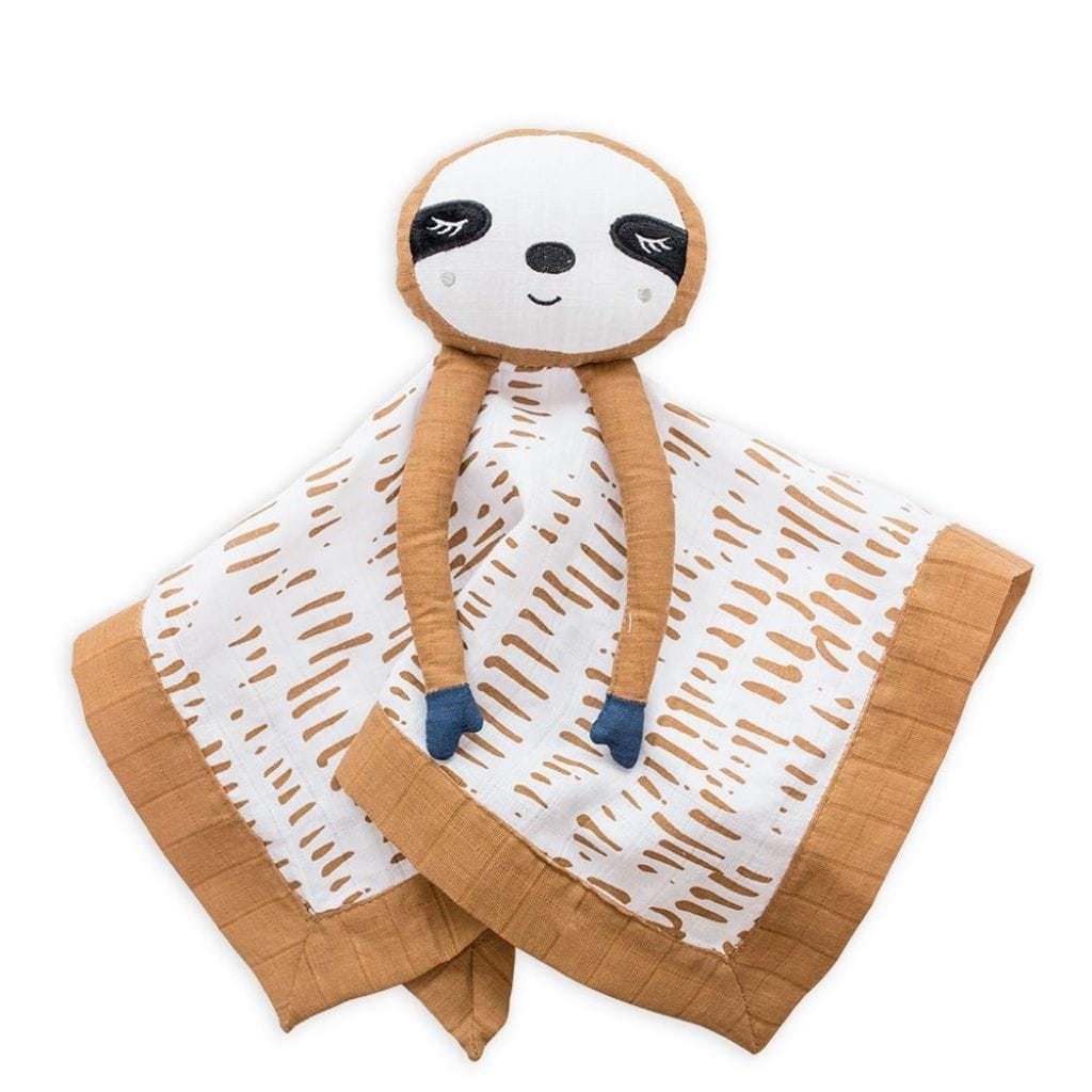 Lulujo Muslin Cotton Animal Lovey Tan Sloth LJ907