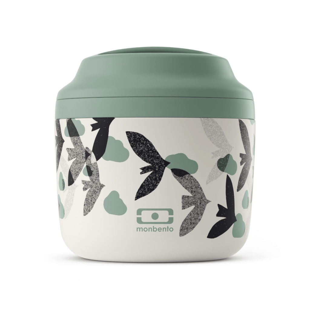 Monbento MB Element Graphic Round Insulated Stainless Steel Lunch Box 550ml Green Birds MO-18274044