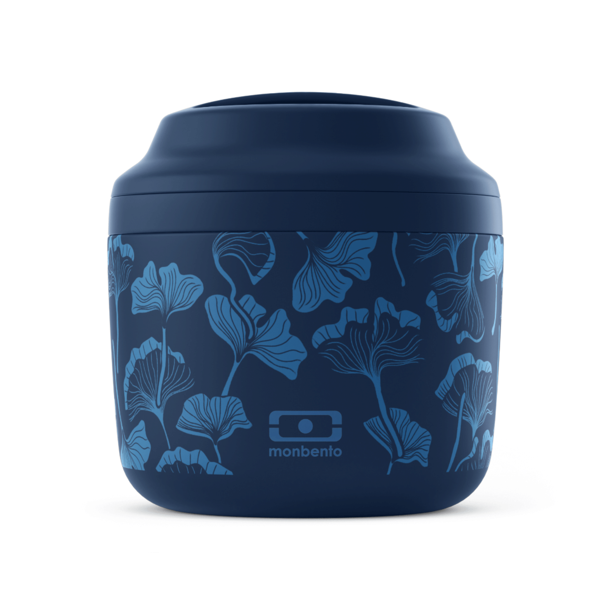 Monbento MB Element Graphic Round Insulated Stainless Steel Lunch Box 550ml Blue Ginkgo MO-18274016