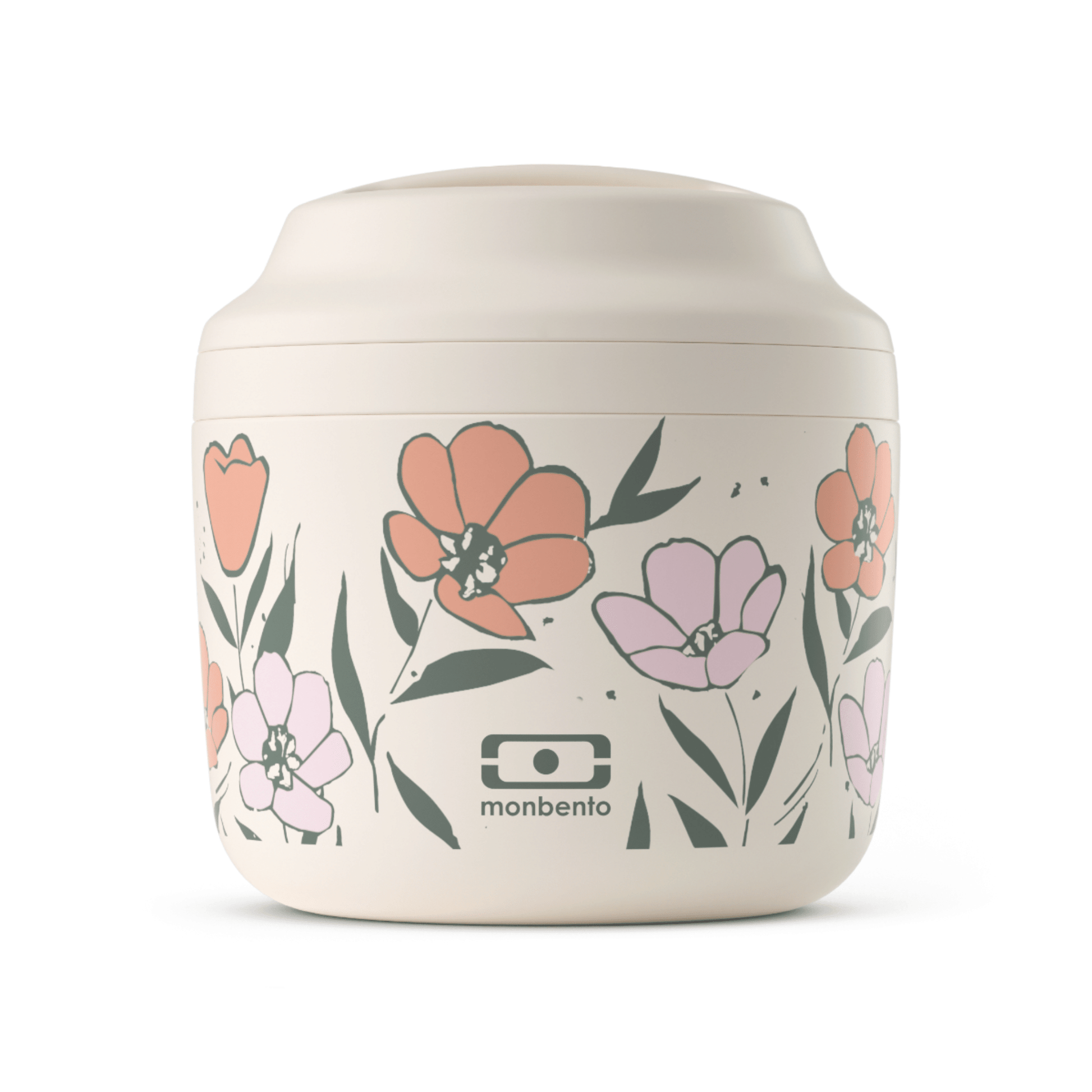 Monbento MB Element Graphic Round Insulated Stainless Steel Lunch Box 550ml Cream Bloom MO-18274033