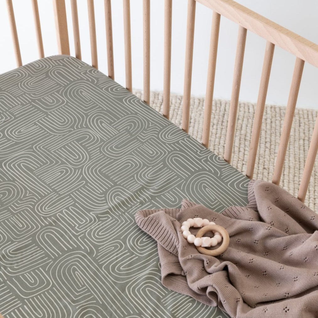 Mulberry Threads 100% Organic Bamboo Cot Fitted Sheet Eucalyptus Arches MTC-OB-01-1-BCS-FIT-EAR