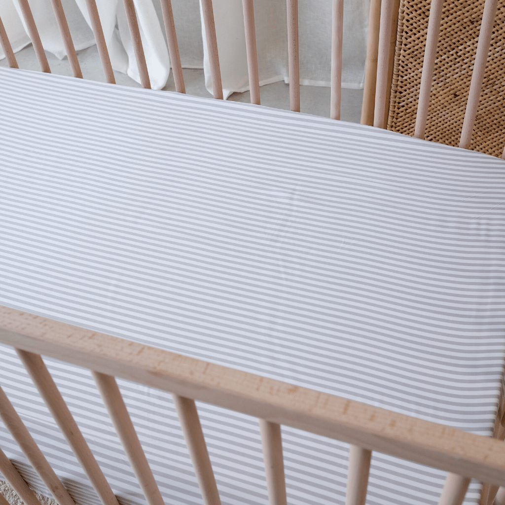 Mulberry Threads 100% Organic Bamboo Cot Fitted Sheet Fog Stripe MTC-OB-01-1-BCS-FIT-FOGS