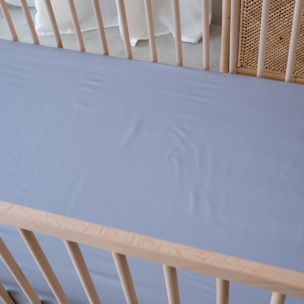 Mulberry Threads 100% Organic Bamboo Cot Fitted Sheet Ocean MTC-OB-01-1-BCS-FIT-OCE