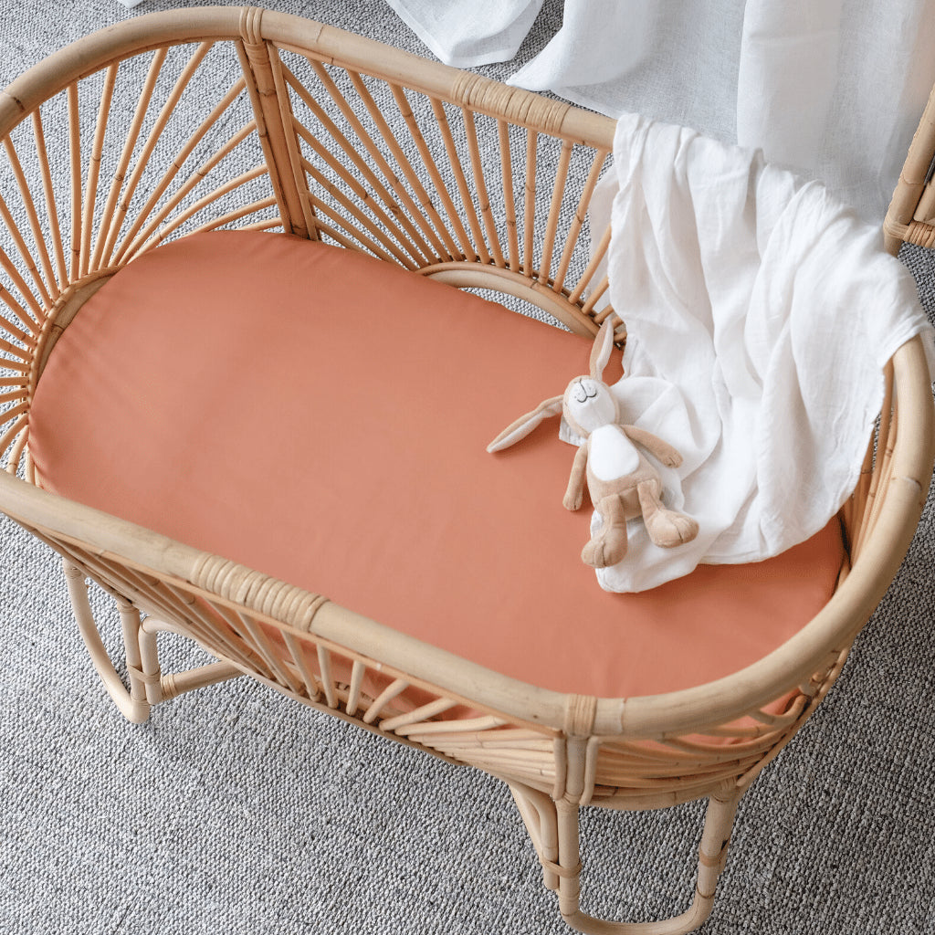 Mulberry Threads 100% Organic Bamboo Bassinet Fitted Sheet Rust MTC-OB-01-11-BBS-FIT-RUS
