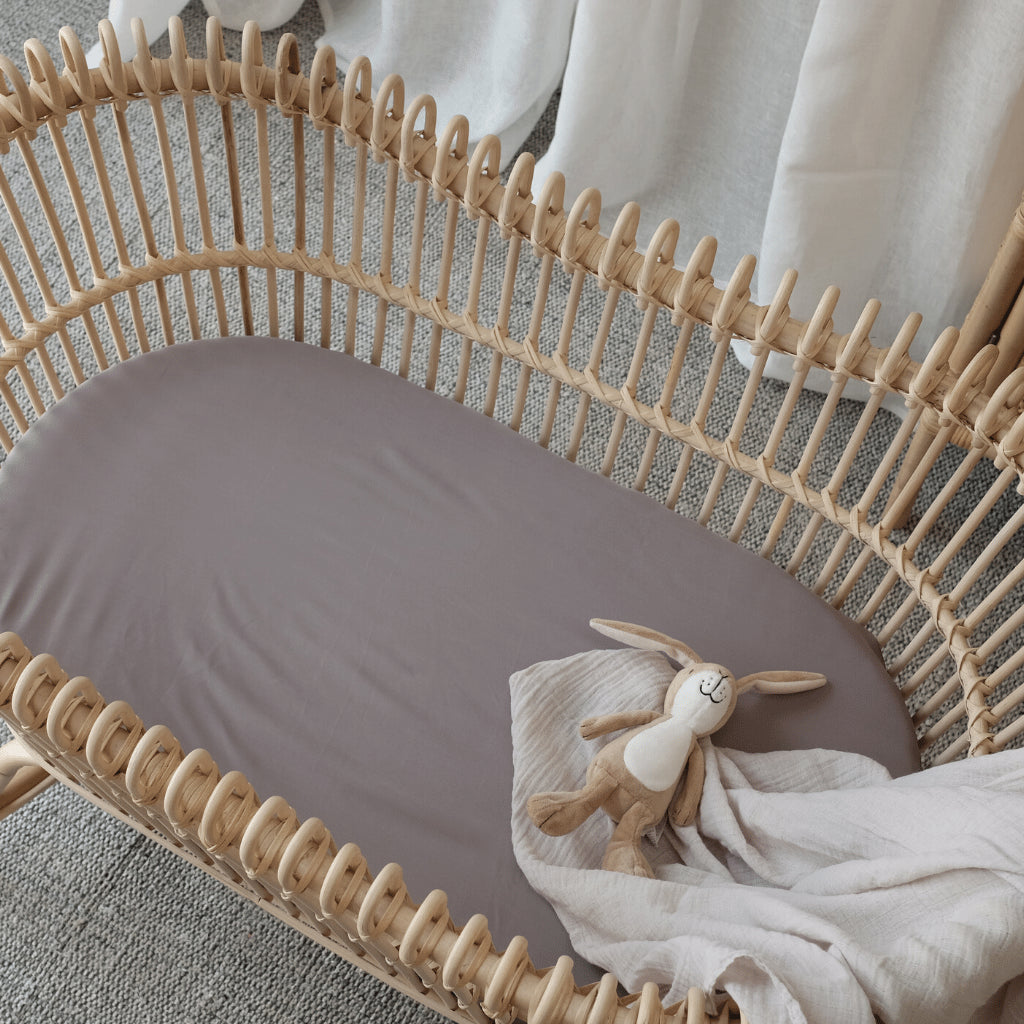 Mulberry Threads 100% Organic Bamboo Bassinet Fitted Sheet Steel MTC-OB-01-11-BBS-FIT-STE