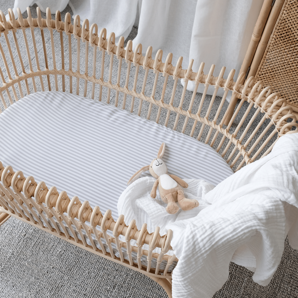 Mulberry Threads 100% Organic Bamboo Bassinet Fitted Sheet Fog Stripe MTC-OB-01-11-BBS-FIT-FOGS