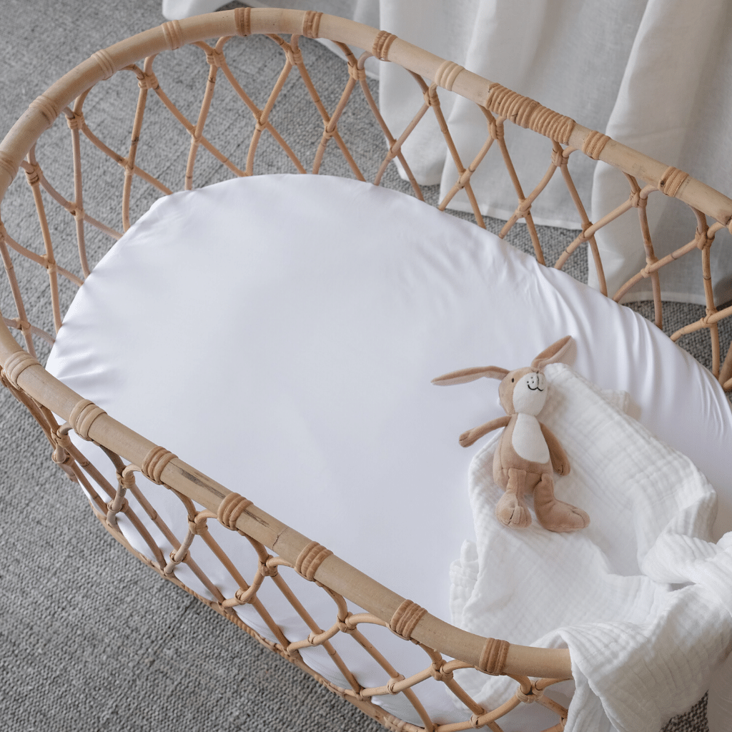 Mulberry Threads 100% Organic Bamboo Bassinet Fitted Sheet White MTC-OB-01-11-BBS-FIT-WHT