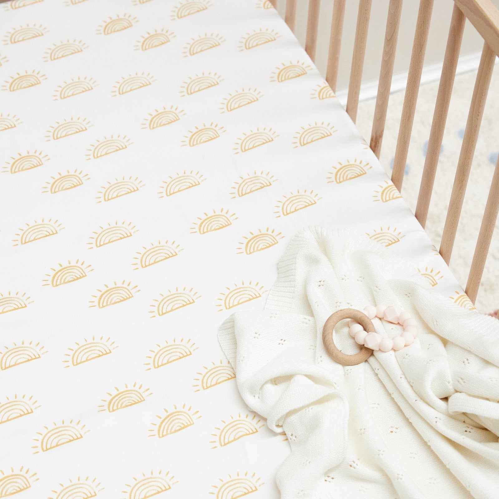 Mulberry Threads 100% Organic Bamboo Cot Fitted Sheet Sunshine MTC-OB-01-1-BCS-FIT-SUN