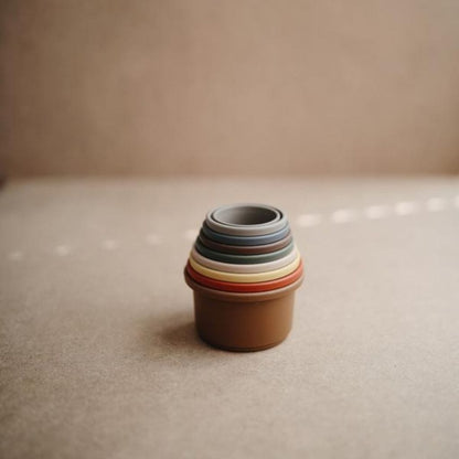 Mushie Stacking Cups Toy - Retro Mushie Stacking Cups Toy - Retro 