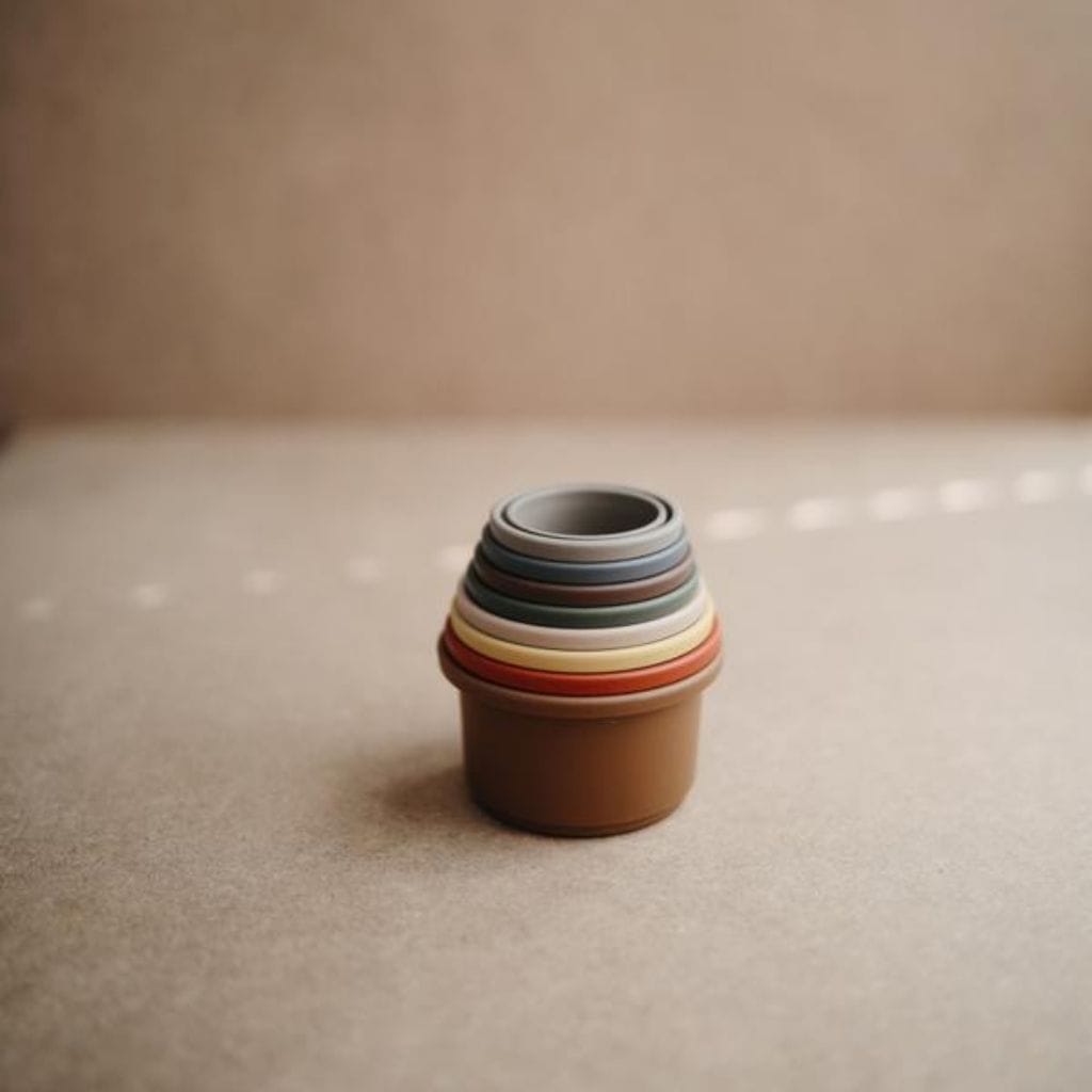 Mushie Stacking Cups Toy - Retro Mushie Stacking Cups Toy - Retro 