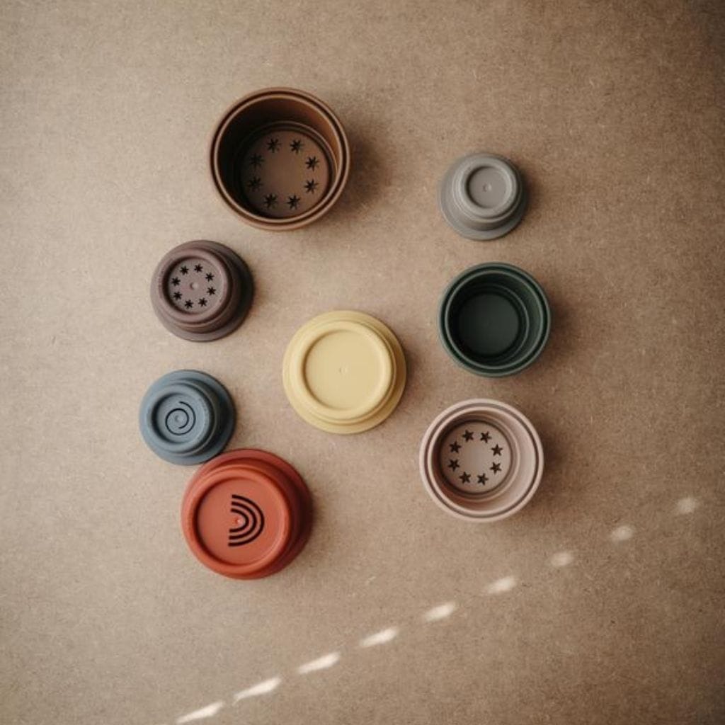 Mushie Stacking Cups Toy - Retro Mushie Stacking Cups Toy - Retro 