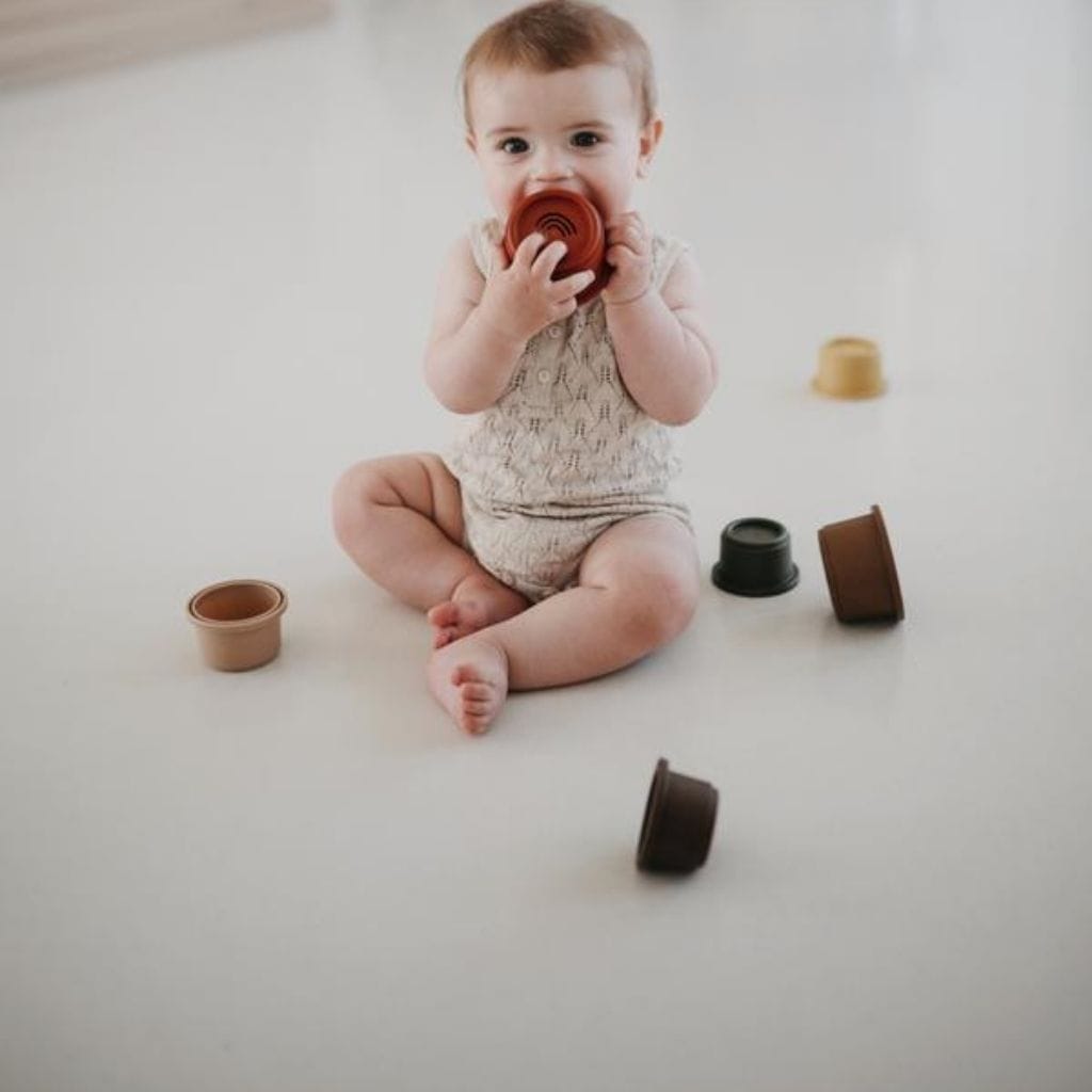 Mushie Stacking Cups Toy - Retro Mushie Stacking Cups Toy - Retro 