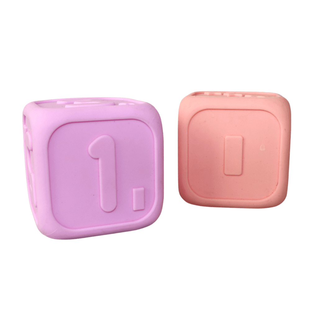 Jellystone Silicone My First Dice, Set of 2 Bubblegum and Peach 