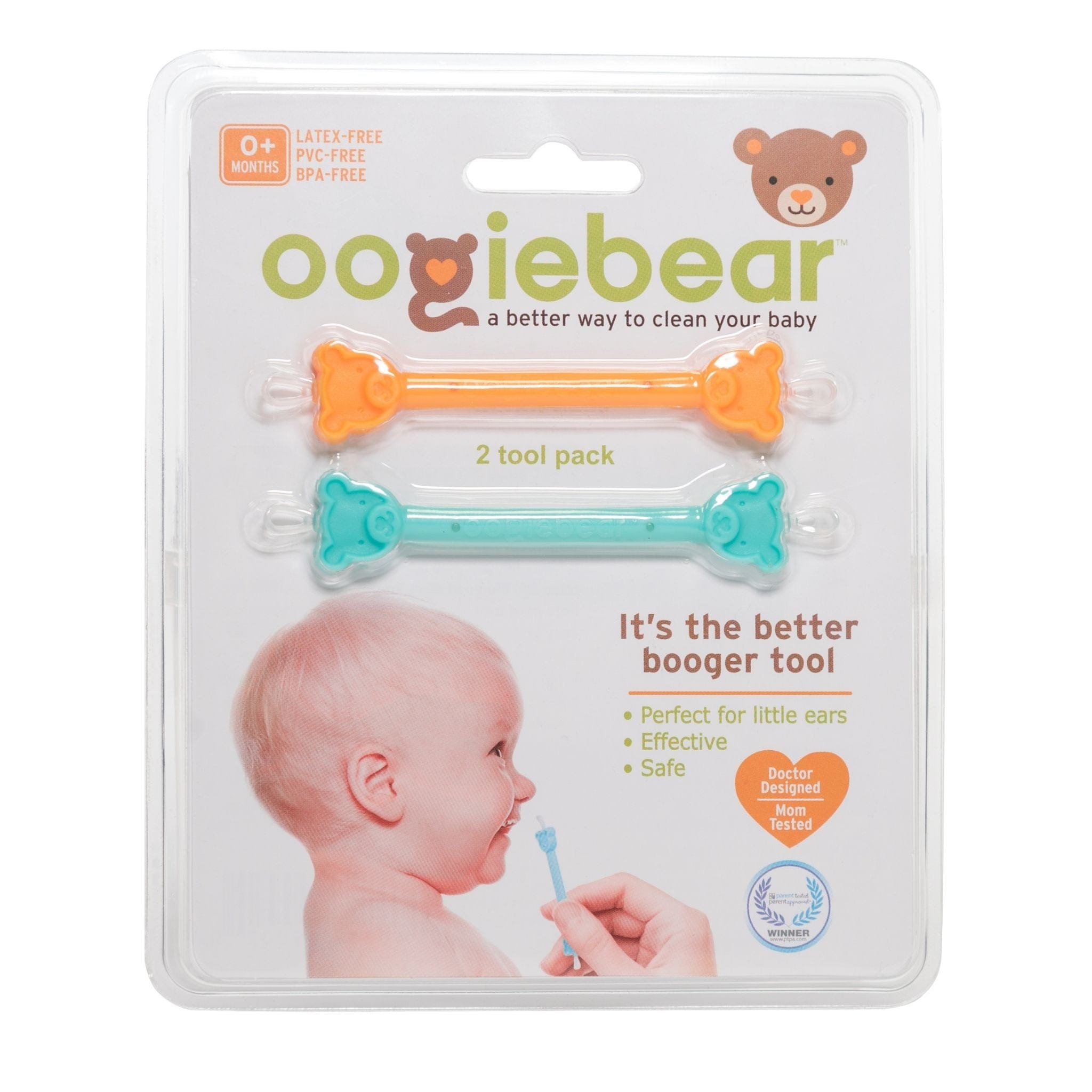  oogiebear - Nose and Ear Gadget. Safe, Easy Nasal Booger and  Ear Cleaner for Newborns and Infants. Dual Earwax and Snot Remover - 2 Pack  with Case - Orange and Seafoam : Baby