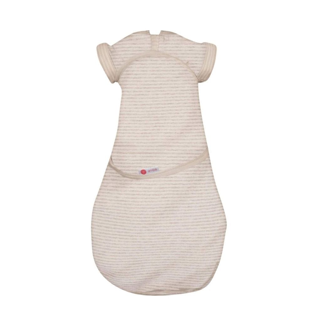embé Short Sleeve Transitional 2-Way Swaddle Sack (3-6mos) Heathered Oatmeal Stripe EB-SWAO-3-36M-GOTS-OAT