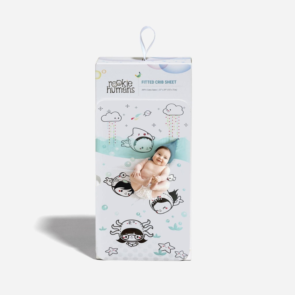 Rookie Humans Dive In Organic Fitted Cot Sheet Rookie Humans Dive In Organic Fitted Cot Sheet 
