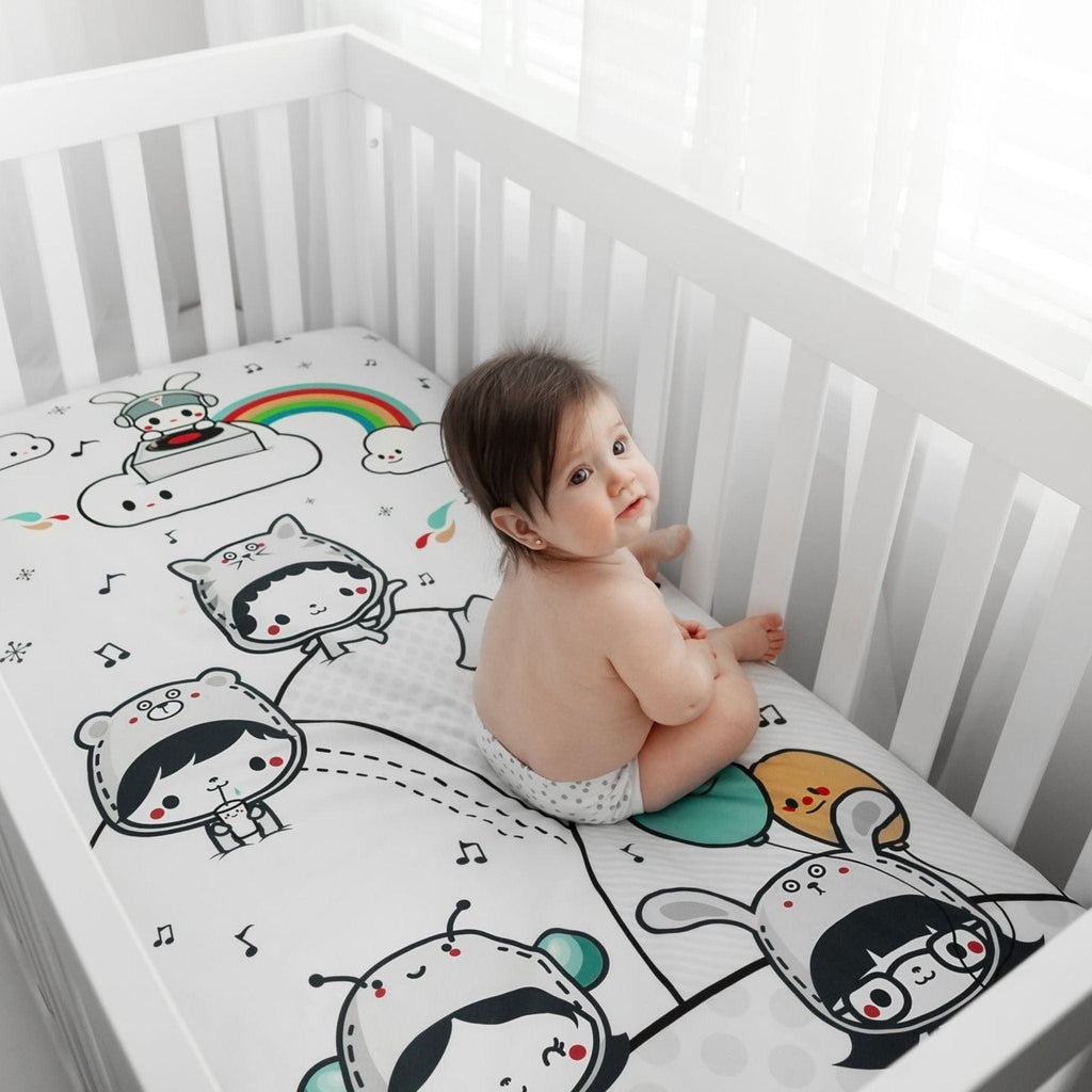 Rookie Humans Party In My Crib Organic Fitted Cot Sheet Rookie Humans Party In My Crib Organic Fitted Cot Sheet 