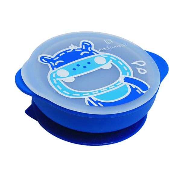 Marcus & Marcus Self Feeding Suction Bowl with Lid Lucas Blue Hippo MNMBB28-HP
