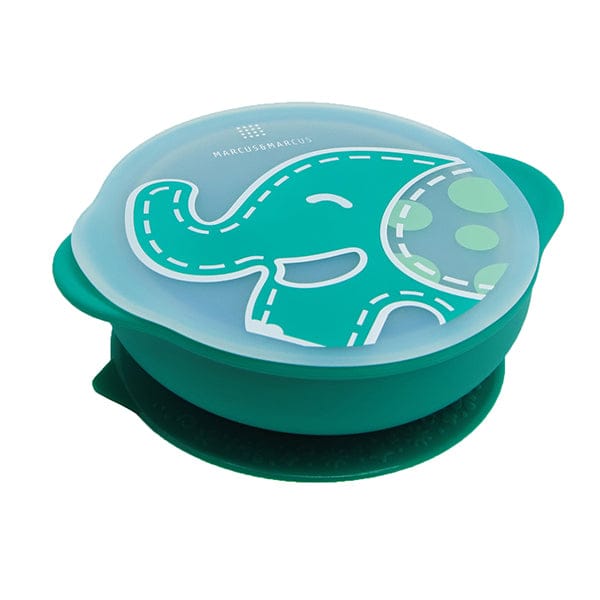Marcus & Marcus Self Feeding Suction Bowl with Lid Ollie Green Elephant MNMBB28-EP