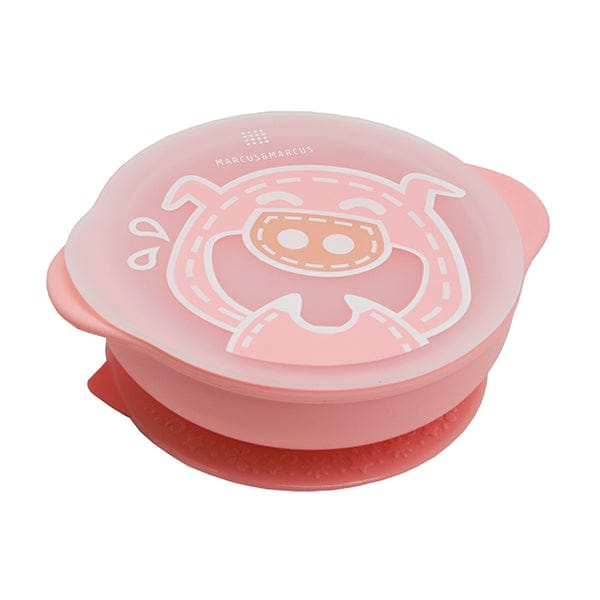Marcus & Marcus Self Feeding Suction Bowl with Lid Pokey Pink Pig MNMBB28-PG