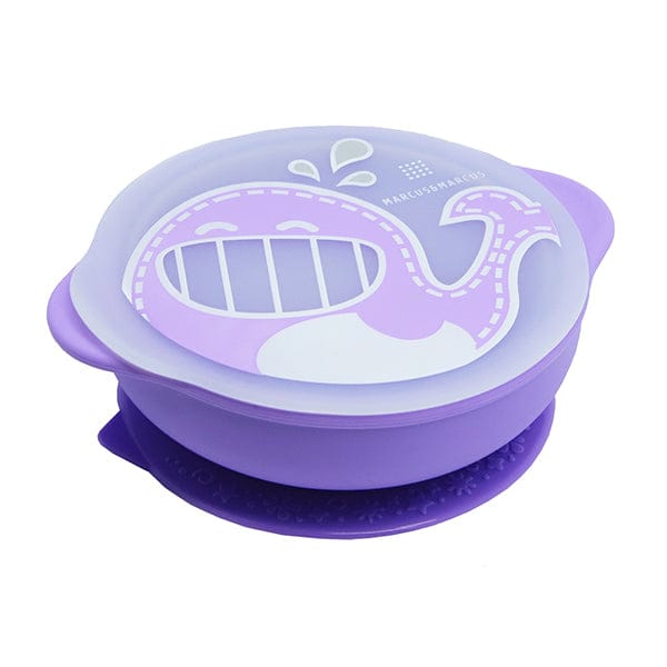 Marcus & Marcus Self Feeding Suction Bowl with Lid Willo Lilac Whale MNMBB28-WL