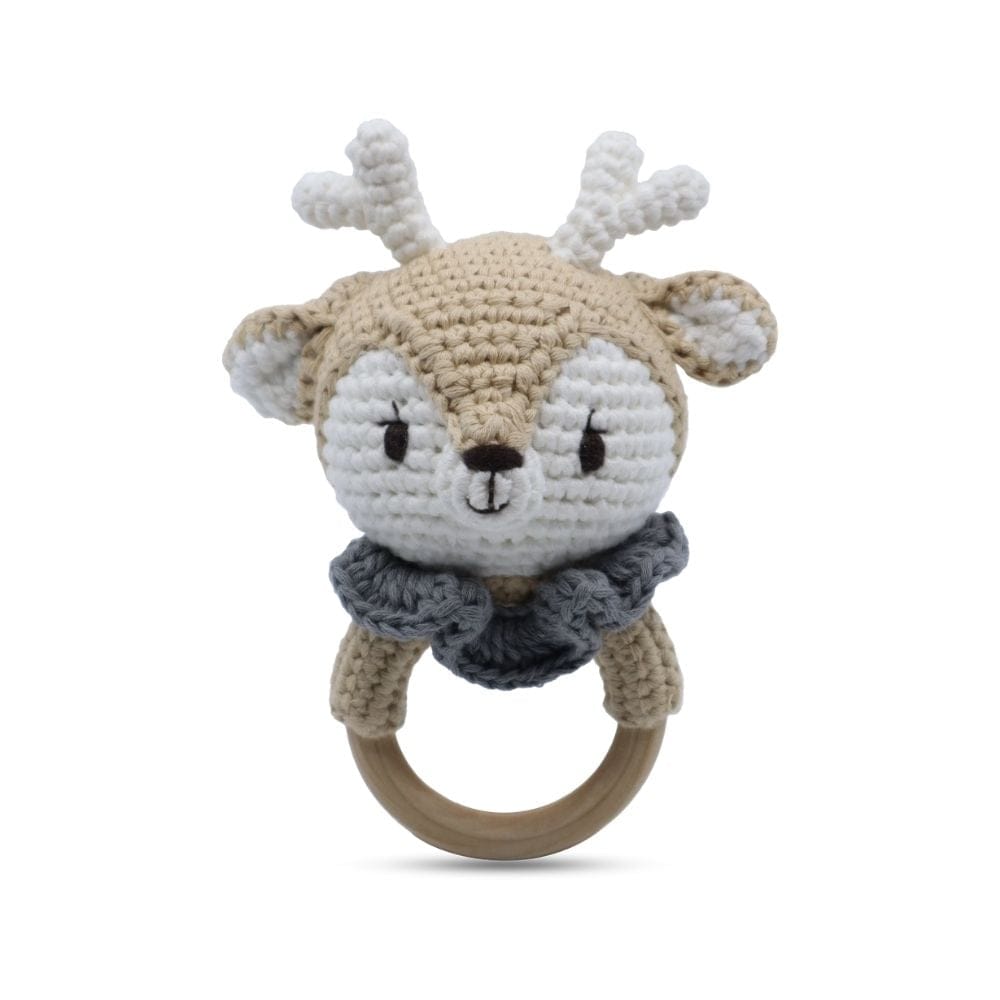 Crochet Reindeer Wooden Baby Rattle Crochet Reindeer Wooden Baby Rattle 