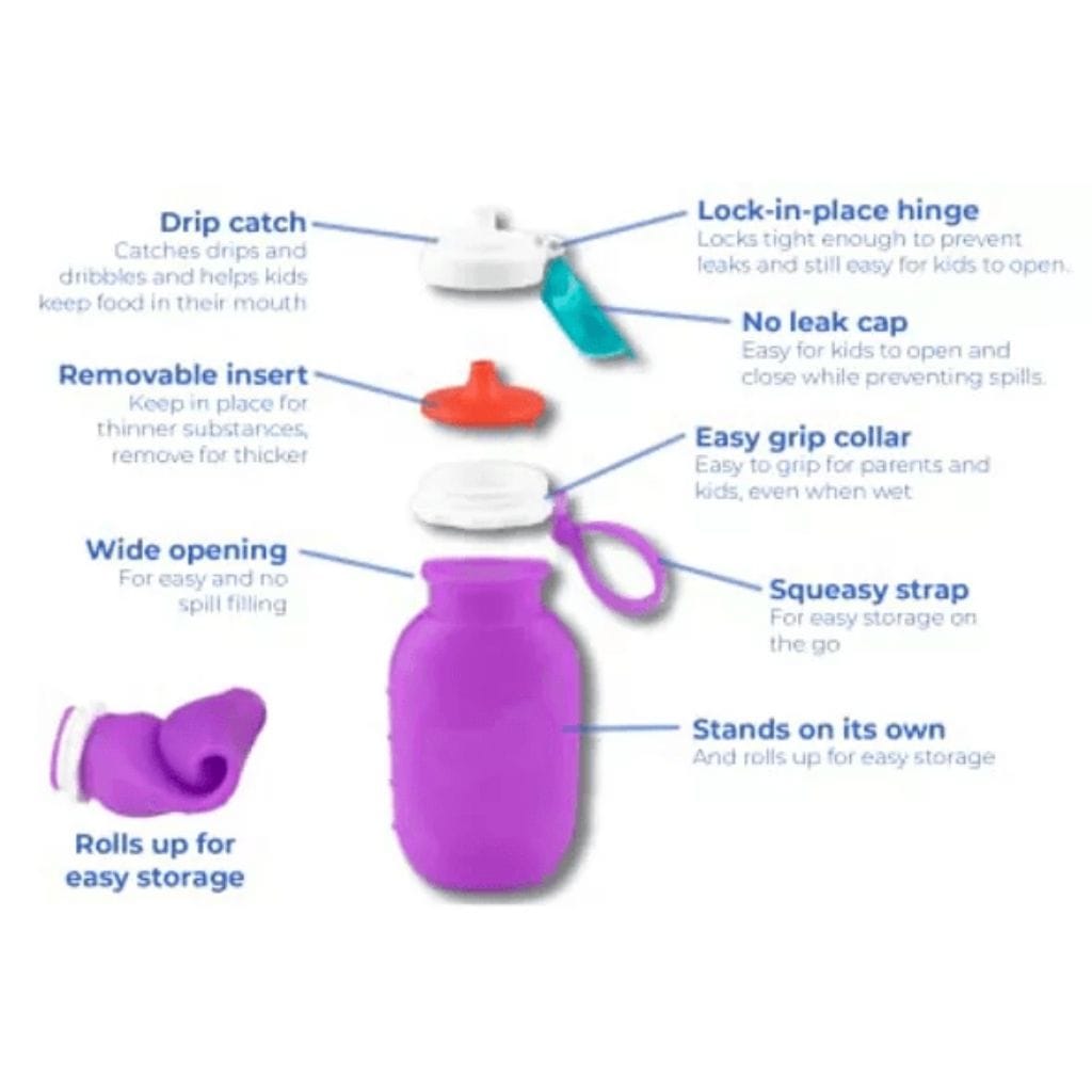 Squeasy Snacker Silicone Reusable Collapsible Bottle 180ml Squeasy Snacker Silicone Reusable Collapsible Bottle 180ml 