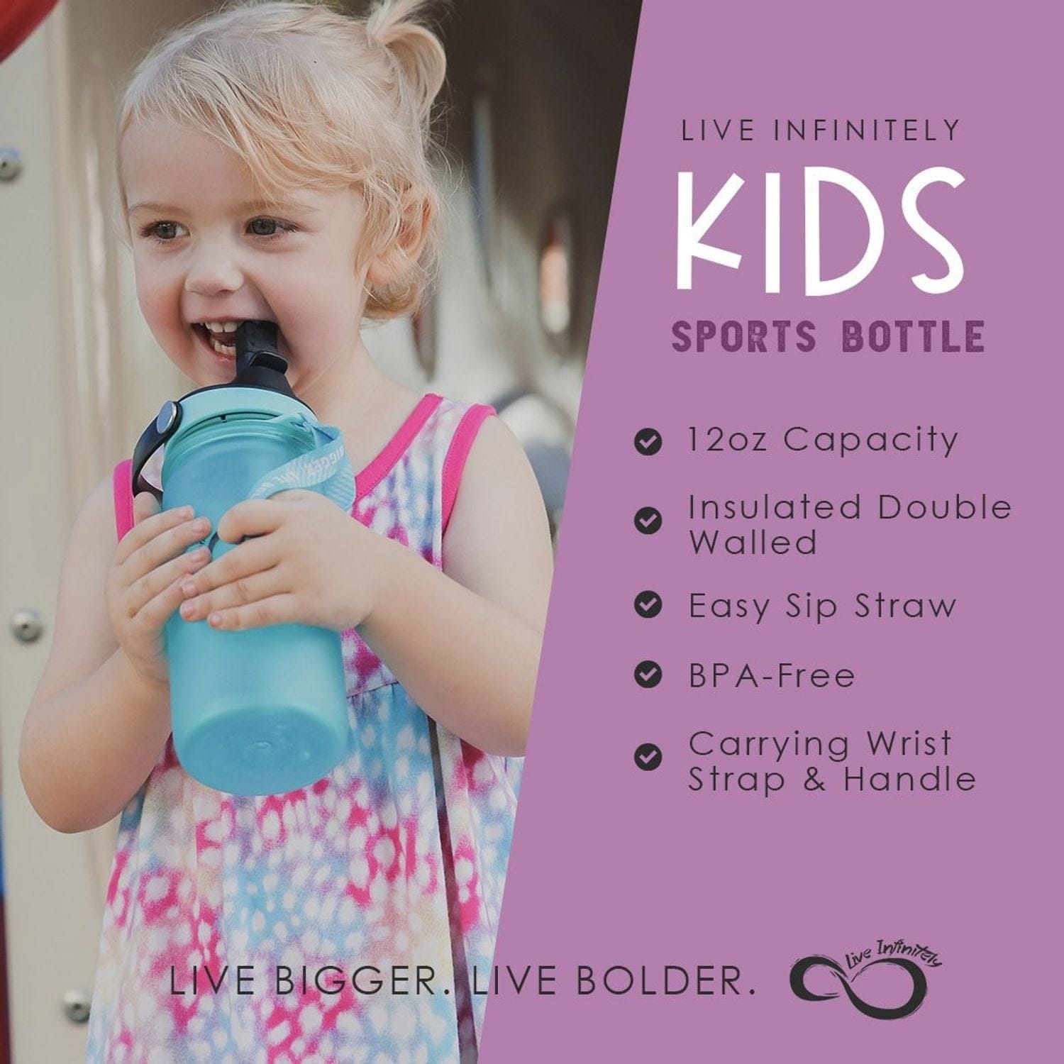 Live Infinitely Kids Insulated Sports Bottle 12oz Live Infinitely Kids Insulated Sports Bottle 12oz 