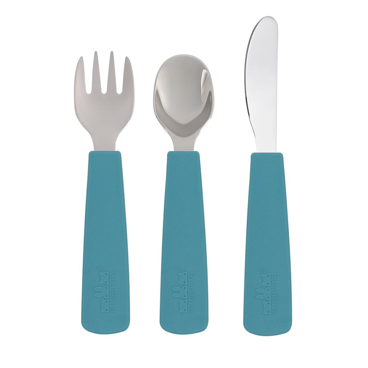 We Might Be Tiny Toddler Feedie Stainless Steel 3 Piece Cutlery Set Blue Dusk 