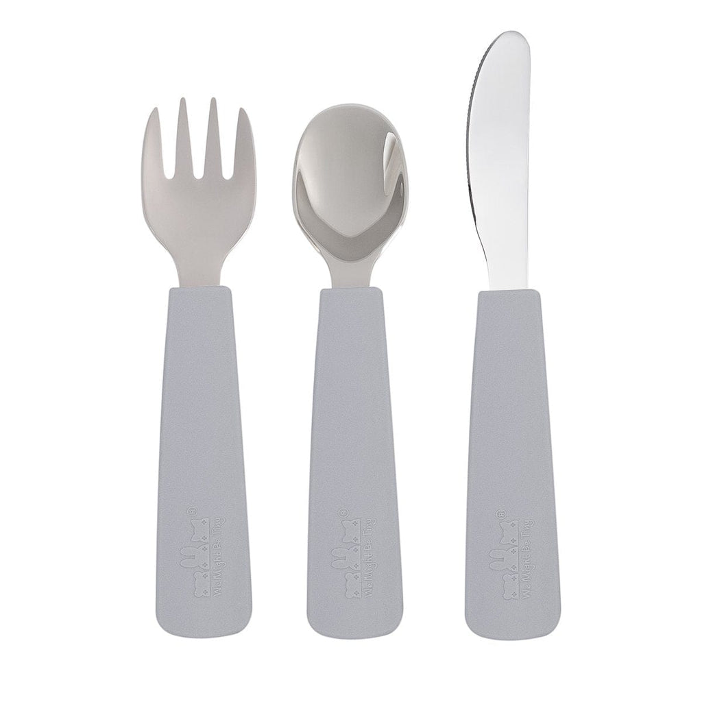We Might Be Tiny Toddler Feedie Stainless Steel 3 Piece Cutlery Set Grey 