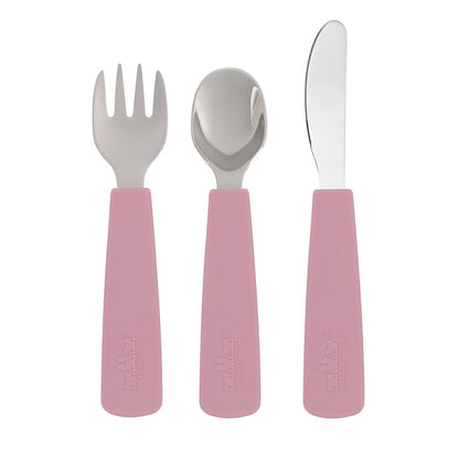 We Might Be Tiny Toddler Feedie Stainless Steel 3 Piece Cutlery Set Dusty Rose 