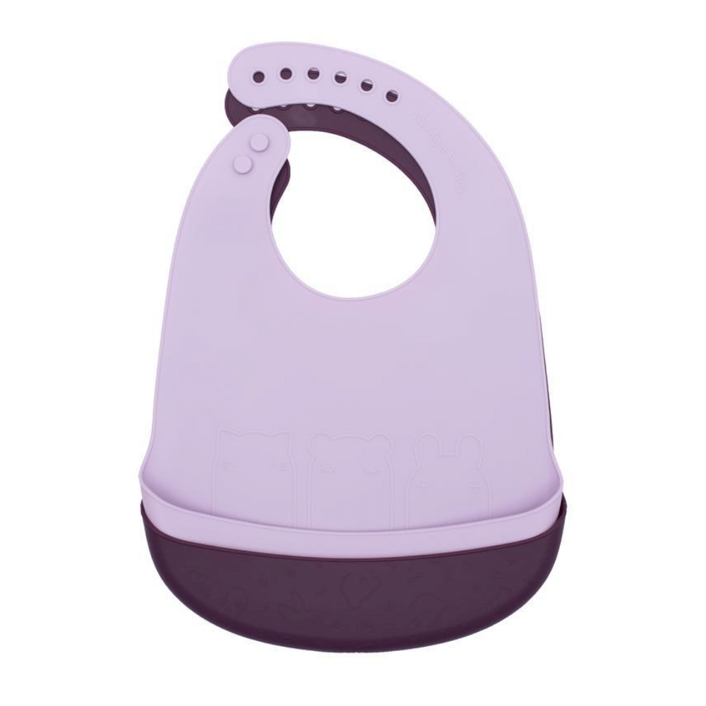 We Might Be Tiny Catchie Silicone Bibs, Set of 2 Plum and Lilac WMBT-TICB06