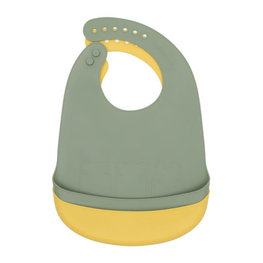 We Might Be Tiny Catchie Silicone Bibs, Set of 2 Sage and Yellow WMBT-TICB05