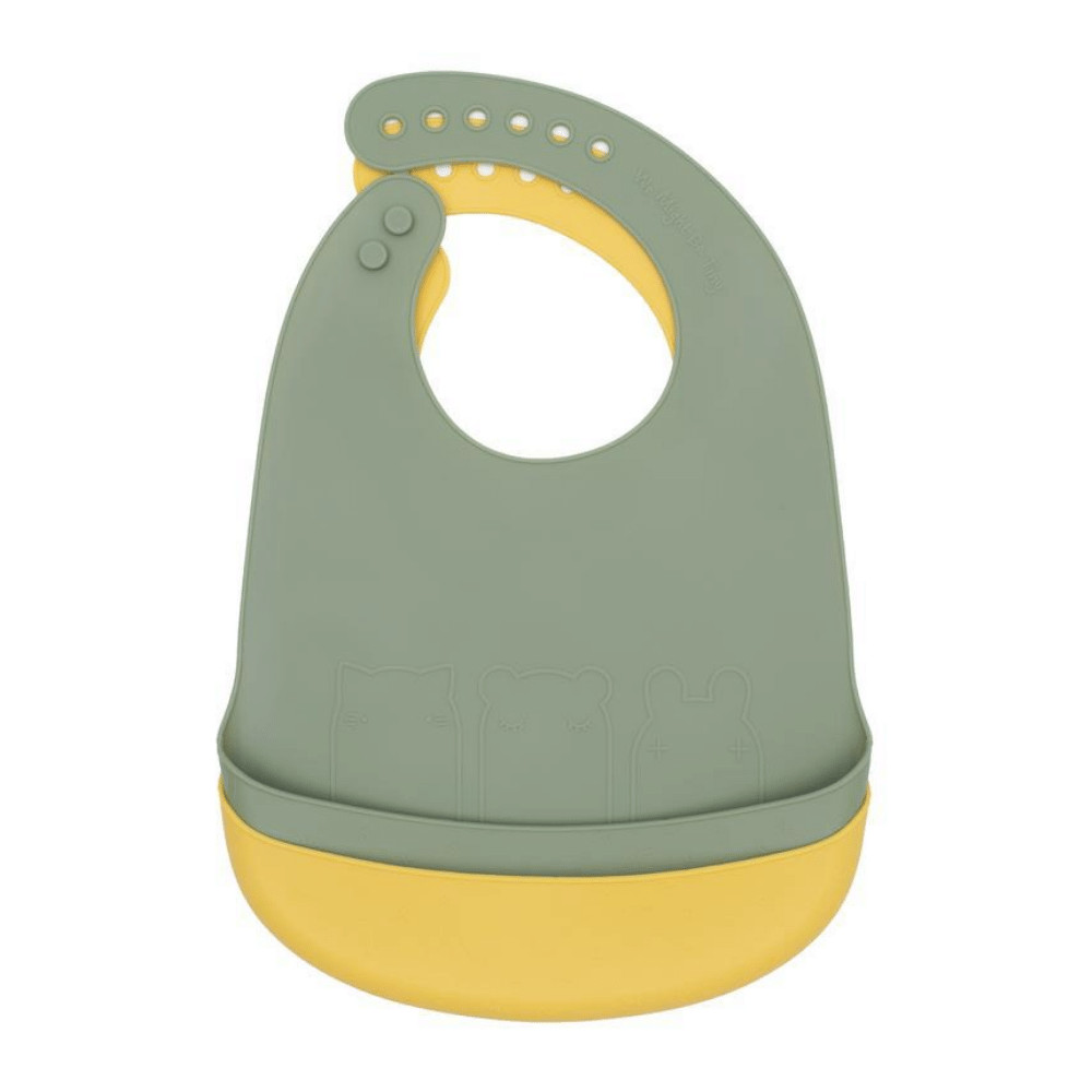 We Might Be Tiny Catchie Silicone Bibs, Set of 2 Sage and Yellow WMBT-TICB05