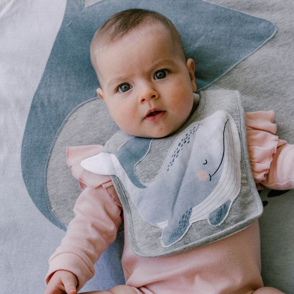 Mister Fly Whale Cotton Snap Baby Face Bib Mister Fly Whale Cotton Snap Baby Face Bib 