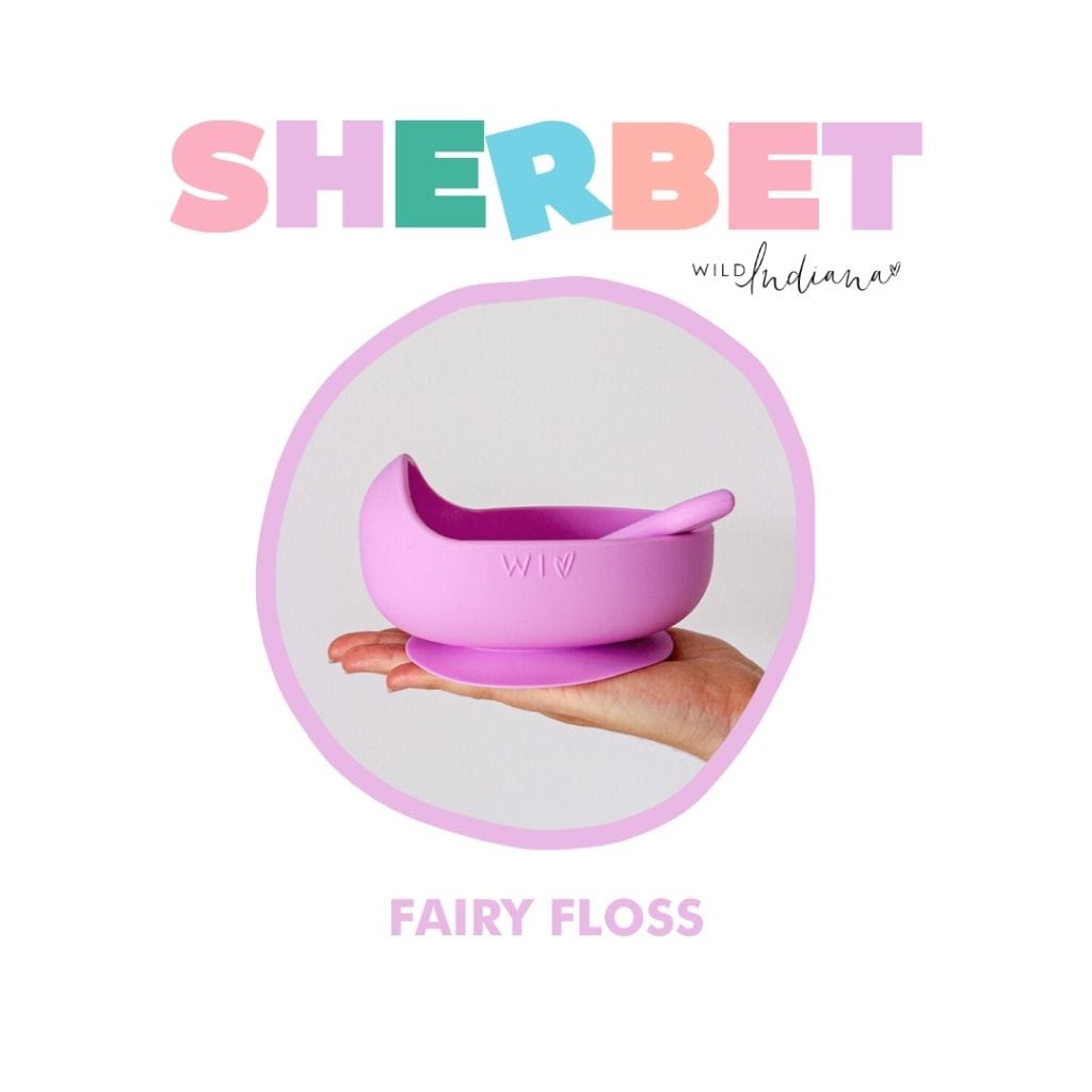 Wild Indiana Sherbet Baby Silicone Suction Bowl + Spoon (Summer Limited Edition) Fairy Floss 