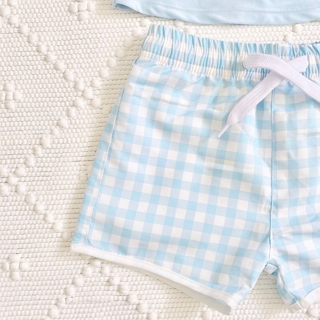 Willow Swim Jasper Blue Gingham Shorts Willow Swim Jasper Blue Gingham Shorts 